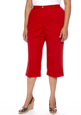 Alfred Dunner Plus Size Jet Setter Patch Pocket Capri