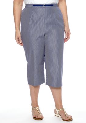 Alfred Dunner Plus Size Jet Setter Pinstripe Capri