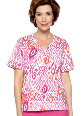 Alfred Dunner Laguna Beach Ikat Printed Tee
