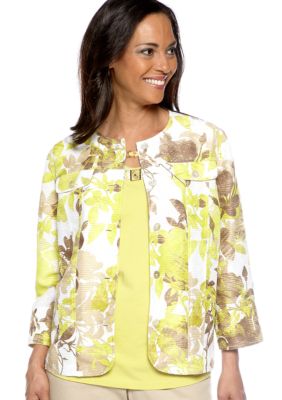 Alfred Dunner Sahara Desert Textured Floral Print Jacket