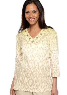 Alfred Dunner Sahara Desert Ombre Animal Print Blouse