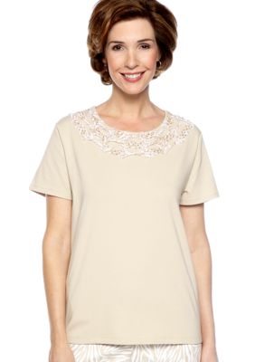 Alfred Dunner Sahara Desert Animal Yoke Knit Top
