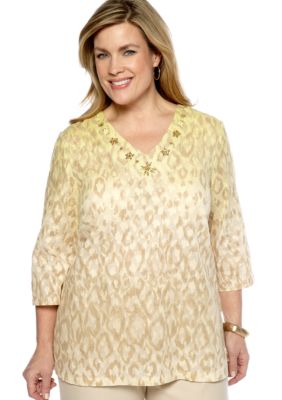 Alfred Dunner Plus Size Sahara Desert Ombre Animal Print Blouse