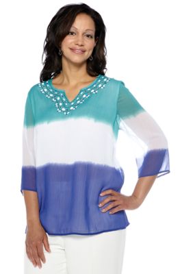 Alfred Dunner Plus Size French Riviera Dip Dyed Tunic