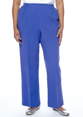 Alfred Dunner Plus Size Color Splash Classic Cotton Pull On Pant Short Inseam