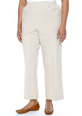 Alfred Dunner Plus Size Color Splash Classic Cotton Pull On Pant Average Inseam