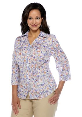 Alfred Dunner Plus Size Color Splash Floral Print Blouse