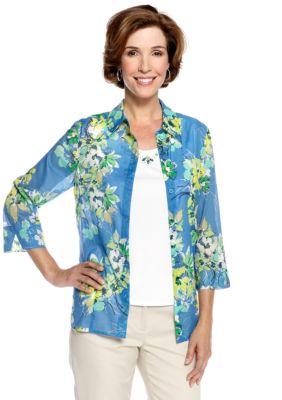 Alfred Dunner Cool Breeze Floral Print 2fer Blouse