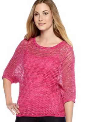 New Directions Weekend Openwork Dolman Sweater