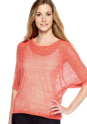 New Directions Weekend Openwork Dolman Sweater
