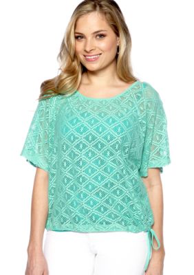 New Directions Weekend Lace Drawstring 2-Fer Top