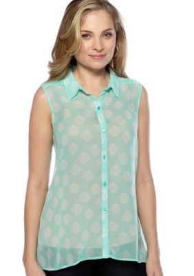 New Directions Weekend Woven Hi Lo Shirt