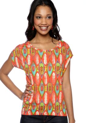 New Directions Weekend Mix Print Wedge Tee