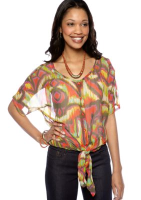 New Directions Weekend Button Front Cold Shoulder