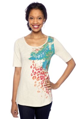 New Directions Weekend Feather Shirttail Screen Tee