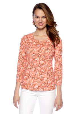 New Directions Weekend V-Neck Printed Core Tee