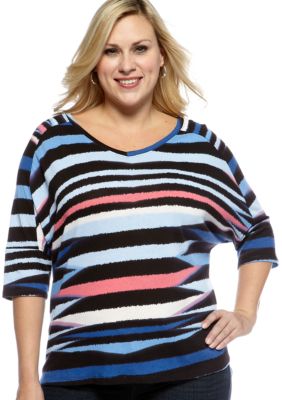 New Directions&reg; Weekend Plus Size V Neck Boxy Knit Top