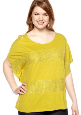 New Directions&reg; Weekend Plus Size Lace Trim Poncho Top