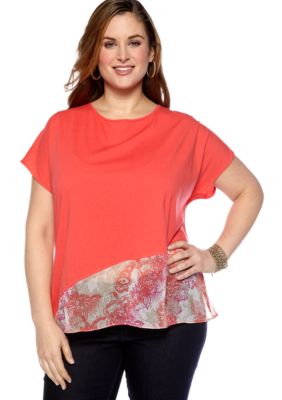 New Directions&reg; Weekend Plus Size Asymmetrical Printed Top