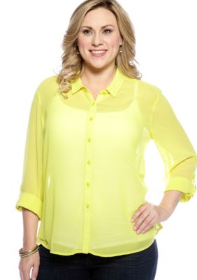 New Directions Weekend Plus Size Hi-Lo Shirt