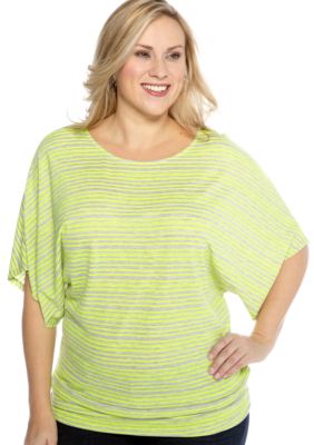 New Directions Weekend Plus Size Banded Bottom Dolman Sleeve Top