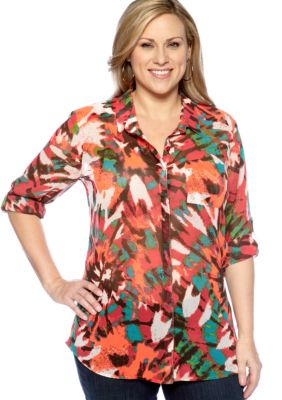 New Directions Weekend Plus Size Sheer Shirt