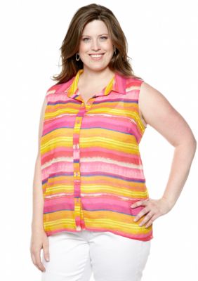 New Directions Weekend Plus Size Crochet Back Tank