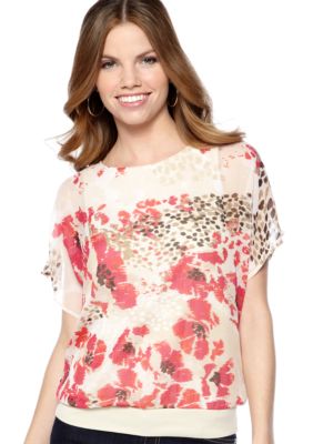 New Directions Weekend Petite Banded Bottom Dolman Top