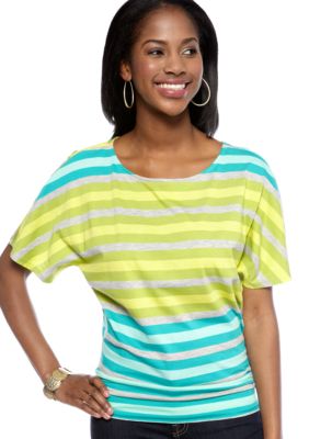 New Directions Weekend Petite Banded Bottom Knit Dolman Sleeve Top