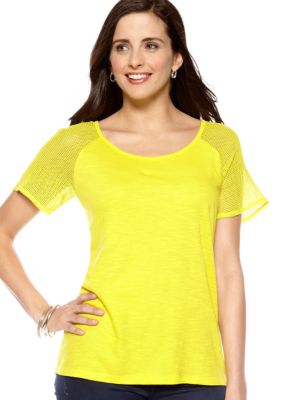 New Directions Weekend Petite Crochet Sleeve Tee