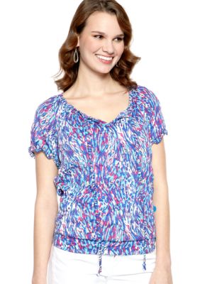 New Directions Printed Burnout Top