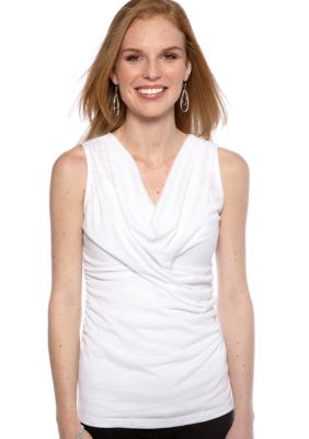 New Directions Slub Drape Neck Top