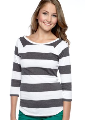 Red Camel&reg; Button Sleeve Stripe Tee