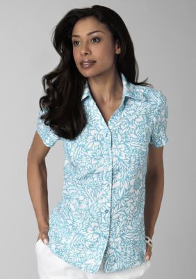 Kim Rogers&reg; Linen  Printed Shirt With Pintuck