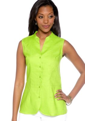 Kim Rogers Linen Sleeveless Solid Shirt
