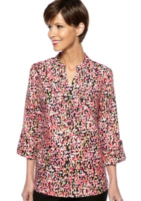 Kim Rogers Pleated Bib Front Linen Top