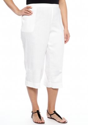 Kim Rogers Plus Size Linen Crop Pants