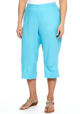 Kim Rogers Plus Size Linen Crop Pants