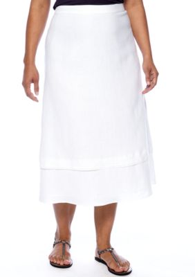 Kim Rogers Plus Size Linen Tiered Skirt