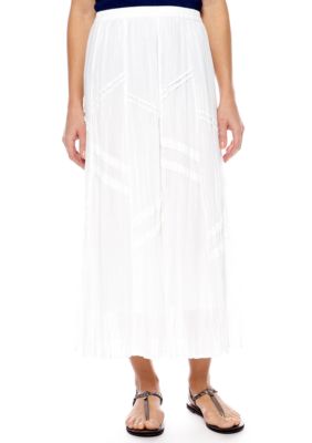 Choices Solid Elastic Waist Panel Skirt With Trims
