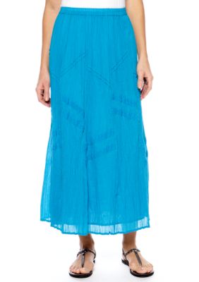 Choices Solid Elastic Waist Panel Skirt With Trims