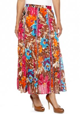 Choices Printed Godet Skirt