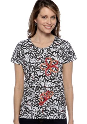 Choices Printed Tee with Embroidery