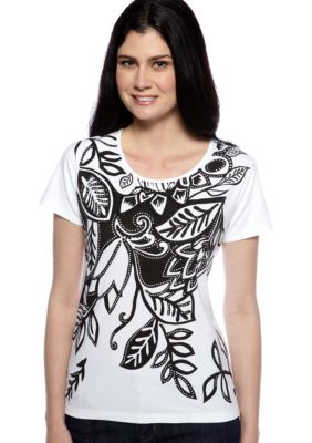 Choices Printed Tee With Embellishements