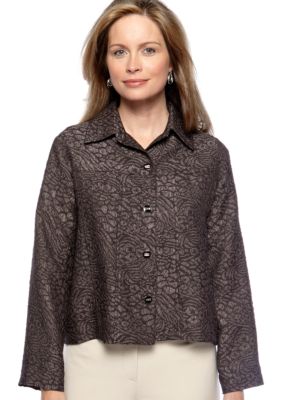 Choices Crown Jewels Long Sleeve Solid Jean Style Jacquard Jacket