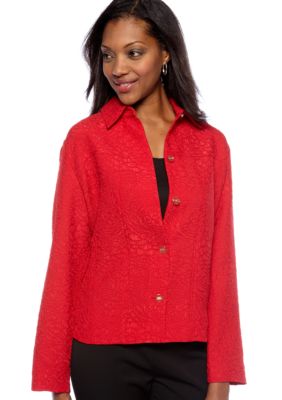 Choices Crown Jewels Long Sleeve Solid Jean Style Jacquard Jacket