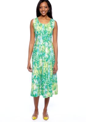 Choices Printed Sleeveless Linen Dress