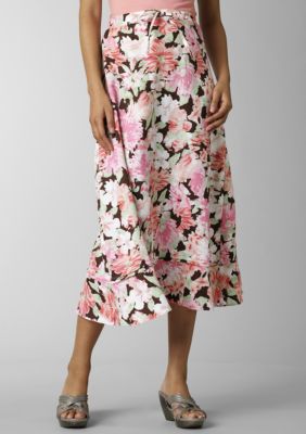 Choices San Tropeze Print Drawstring Linen Skirt