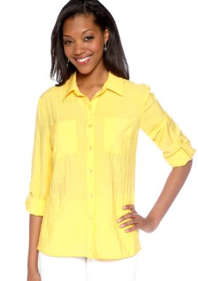 Choices Solid Long Sleeve Utility Shirt With Roll Tab