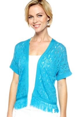 Choices Solid Dolman Sleeve Open Front Shrug